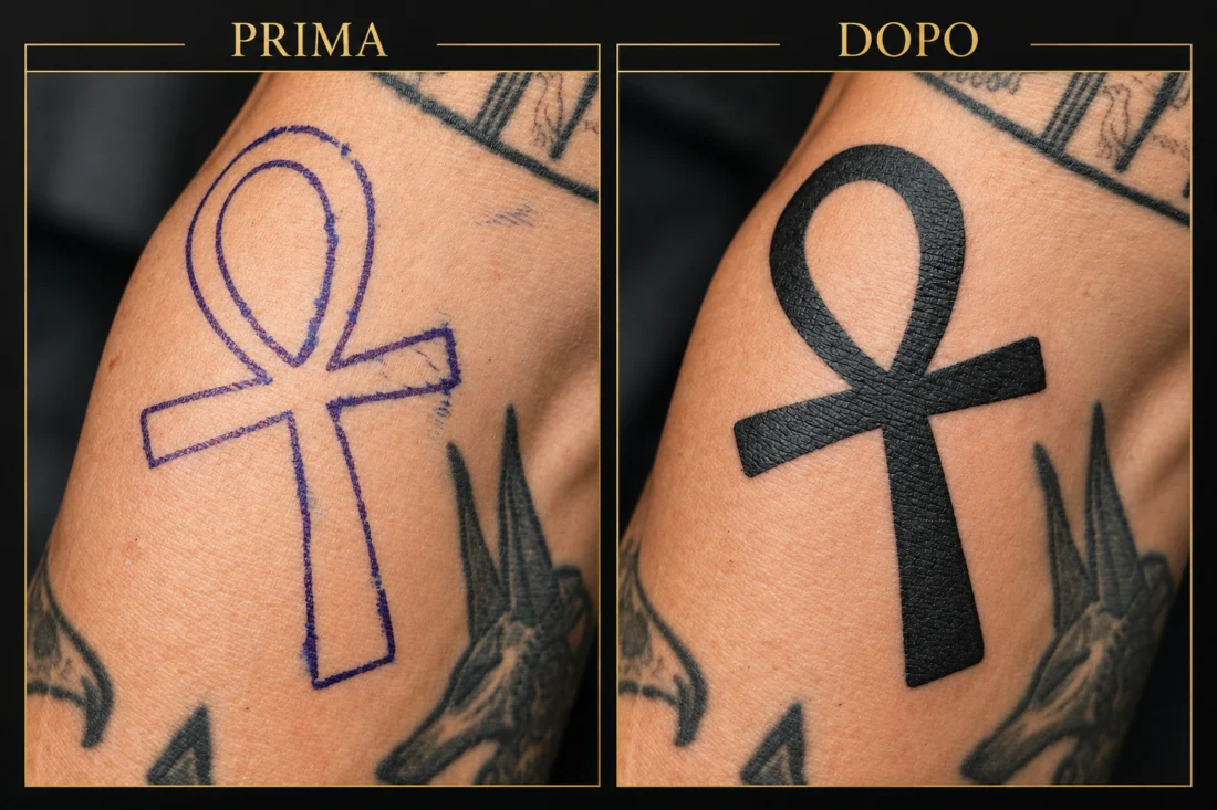 Tattoo Ankh – Prima e Dopo - Elena Parvu